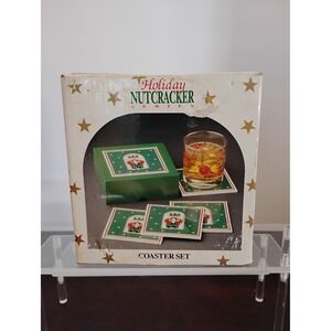 Himark Holiday Nutcracker Series Ceramic Coaster Set with Wood Box 16-6006